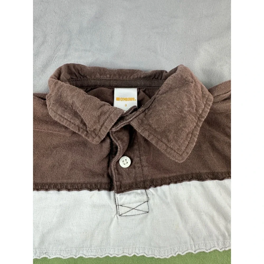 Gymboree Toddler Boys Polo Shirt Size 3 Green Brown White‎ Colorblock